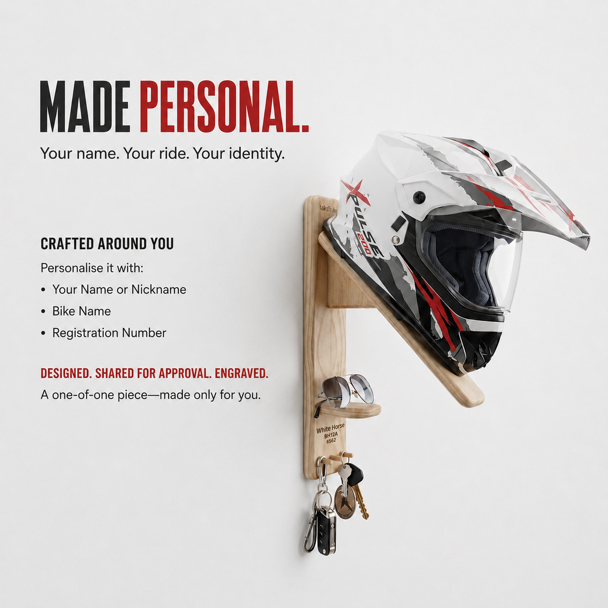 Premium Wall Mounted Helmet Holder and Organiser