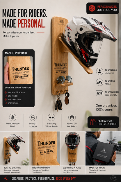 Premium Wall Mounted Helmet Holder and Organiser