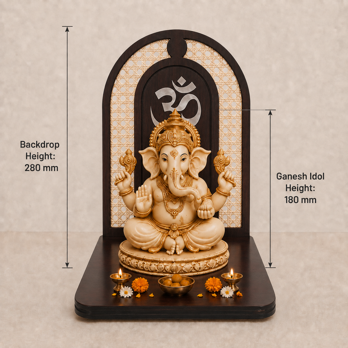 Premium Rattan Pooja Backdrop